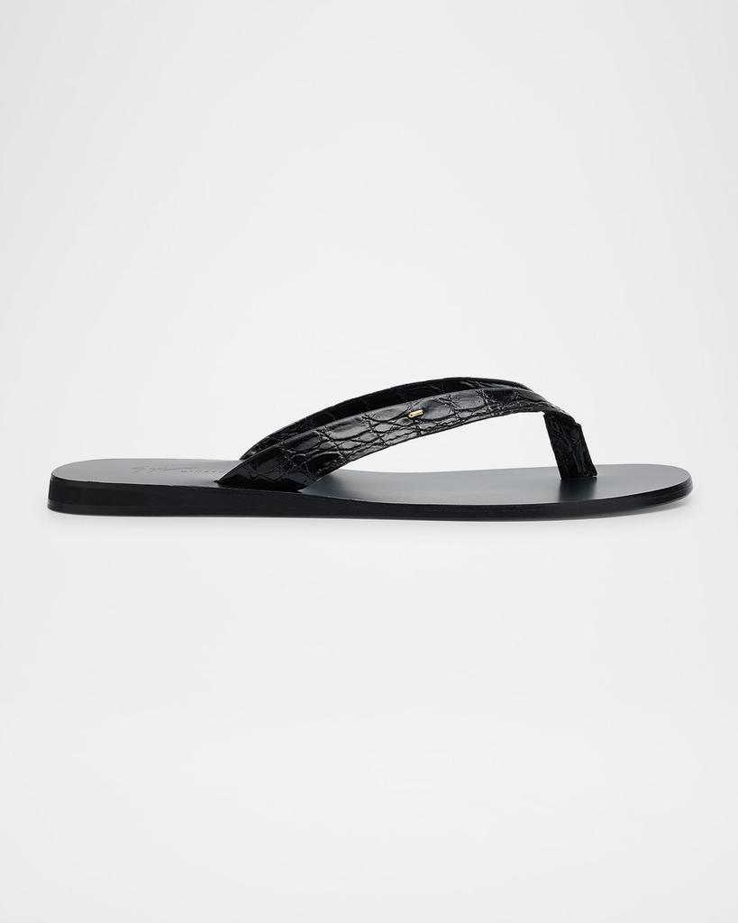 Giuseppe Zanotti Men's Hally 10 Croc-Effect Leather Flip Flops