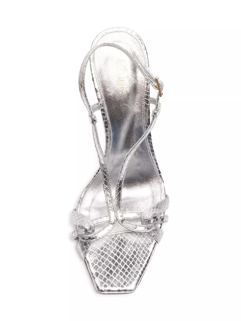Chloé Nour Crocodile-Embossed Metallic Leather Sandals 5