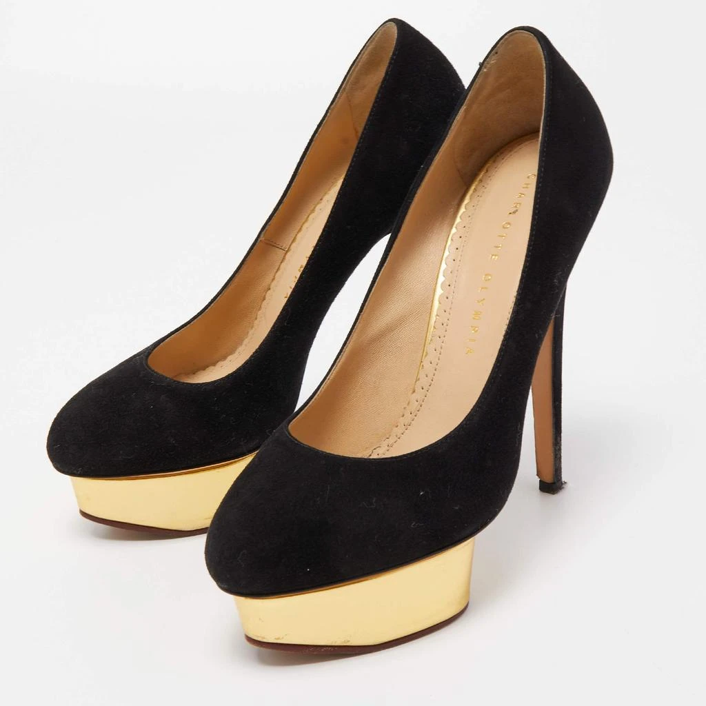 Charlotte Olympia Charlotte Olympia Black Suede Dolly Platform Pumps Size 37.5 2