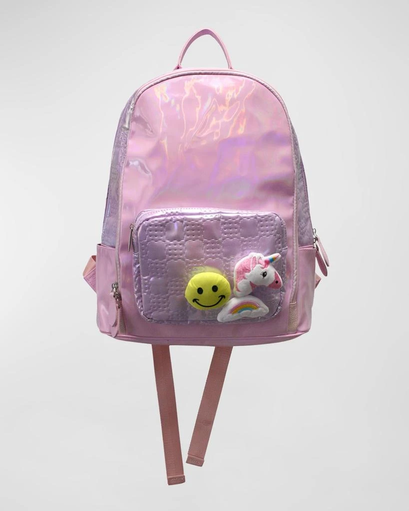 Bari Lynn Girl
s Shiny Backpack W/ Patches