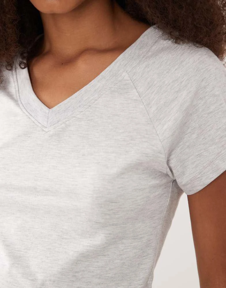 ASOS ASOS DESIGN short sleeve v neck co-ord top in grey 3