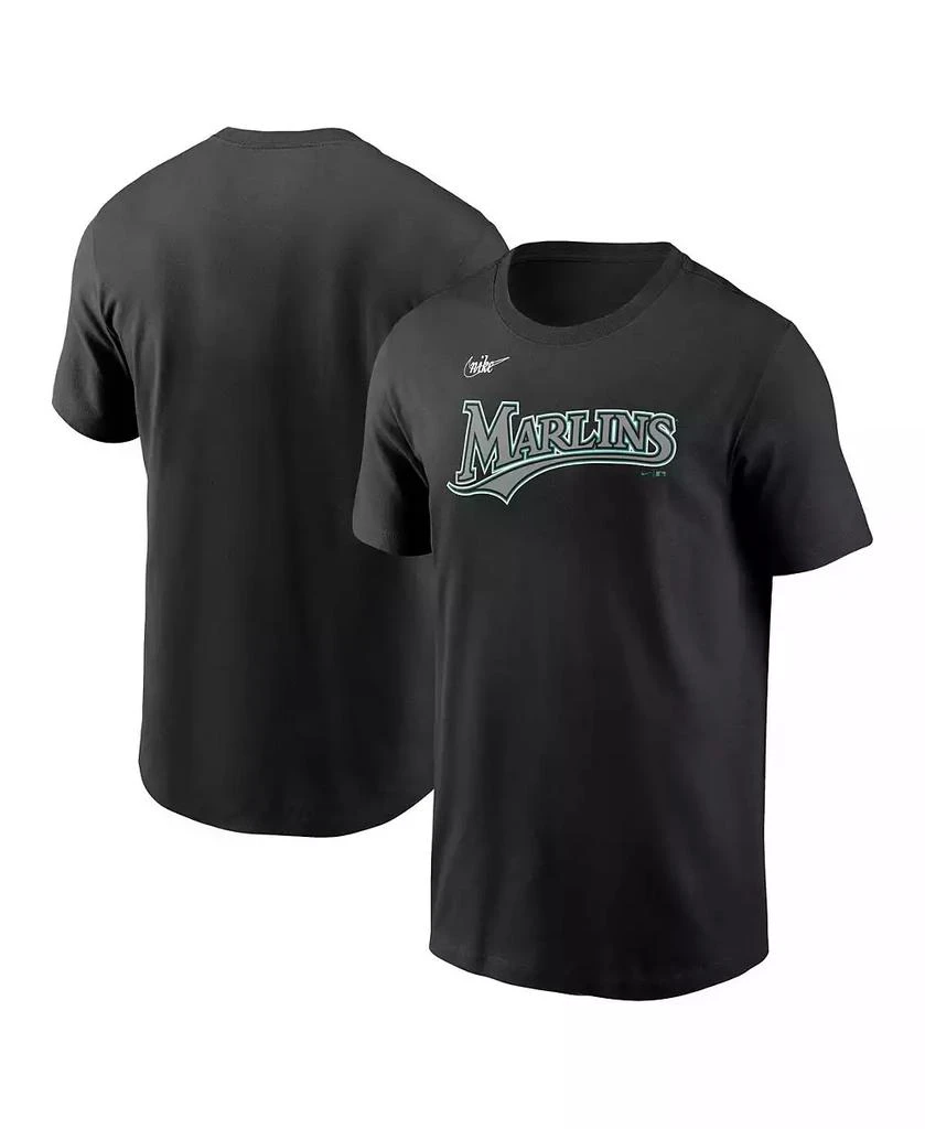 NIKE Men's Black Florida Marlins Cooperstown Wordmark T-Shirt 1