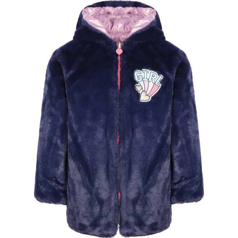 Billieblush Hooded reversible jacket in navy and pink 2