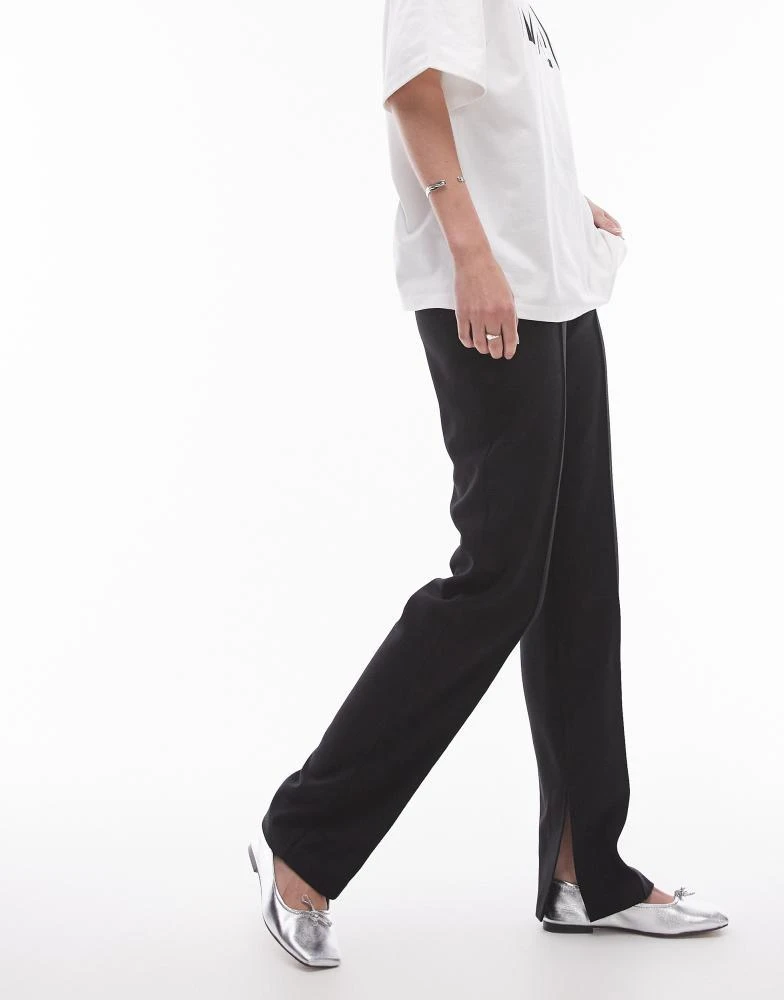 Topshop Tall Topshop Tall basic split trouser in black 5