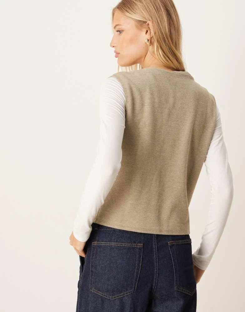 ASOS ASOS DESIGN Supersoft sleeveless button through tee in stone - STONE 3