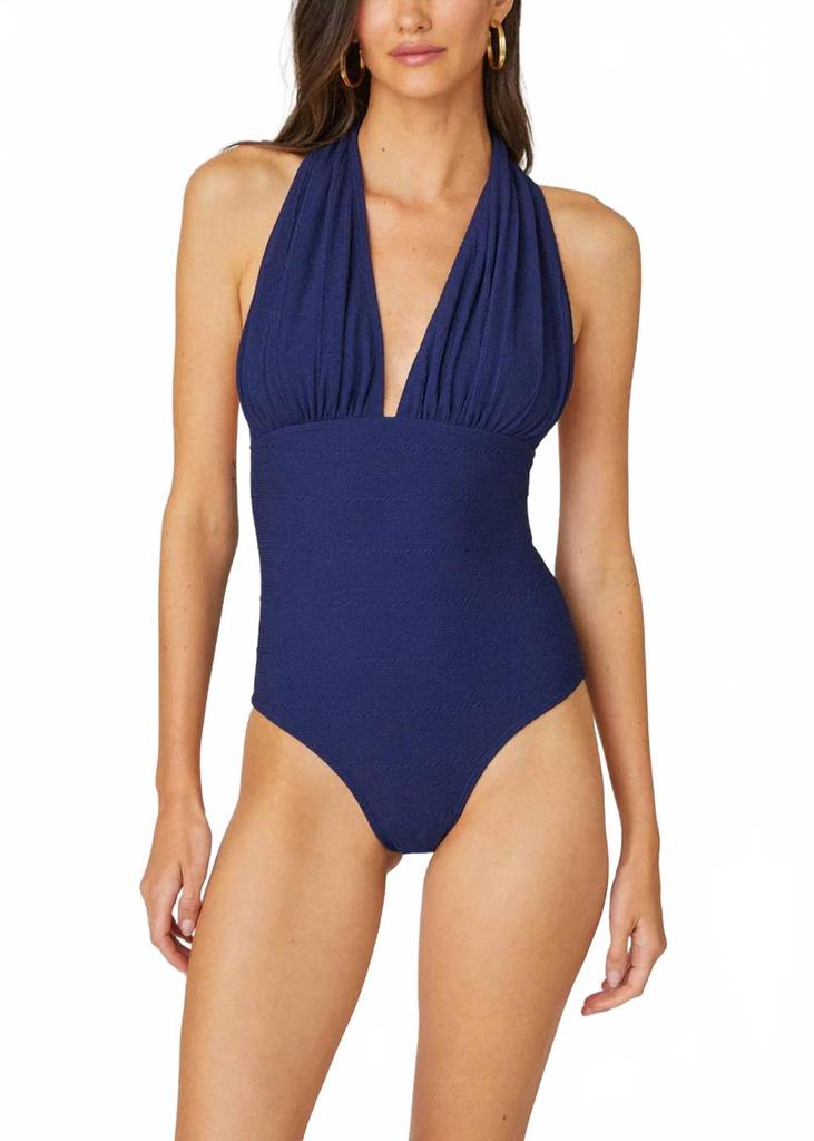 Shoshanna Halter One Piece Swimsuit In Navy
