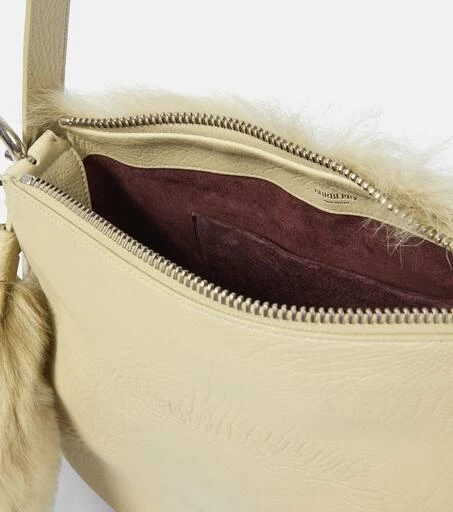 Burberry Knight Medium shearling-trimmed leather shoulder bag 3