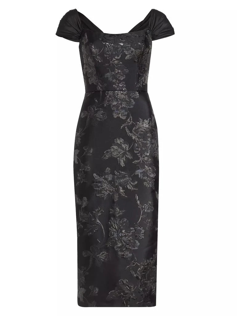 Amsale Brocade &amp; Taffeta Tea-Length Dress 1