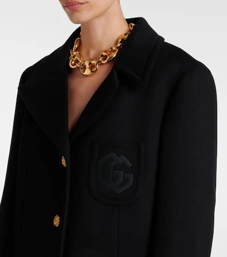 Gucci Double G embroidered wool coat 4