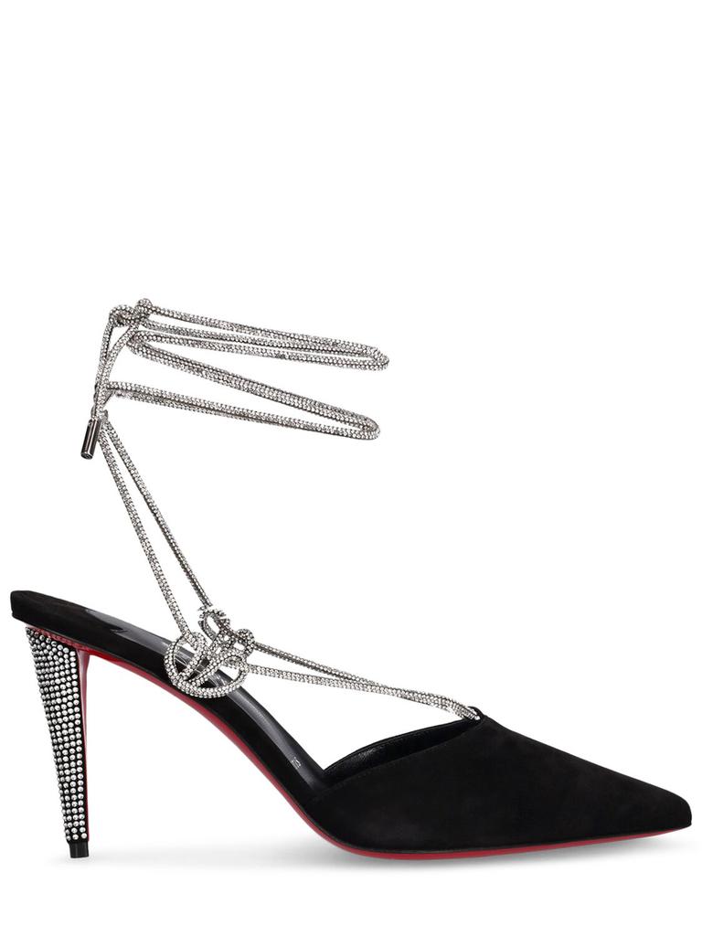 CHRISTIAN LOUBOUTIN 85mm Astrid Suede & Crystal Heels