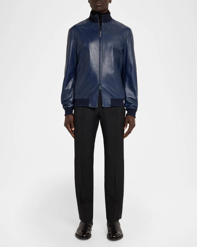 Stefano Ricci Men
s Leather Knit-Trim Full-Zip Blouson 2