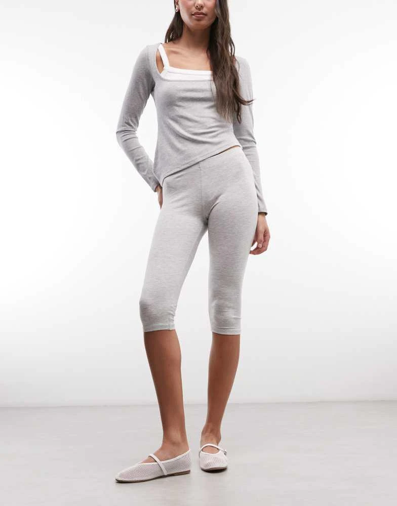 Monki Monki jersey stretch capri pants in grey melange