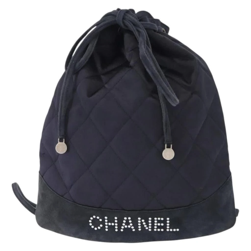 Chanel Vintage Drawstring Backpack Quilted Satin With Suede  display picture 1