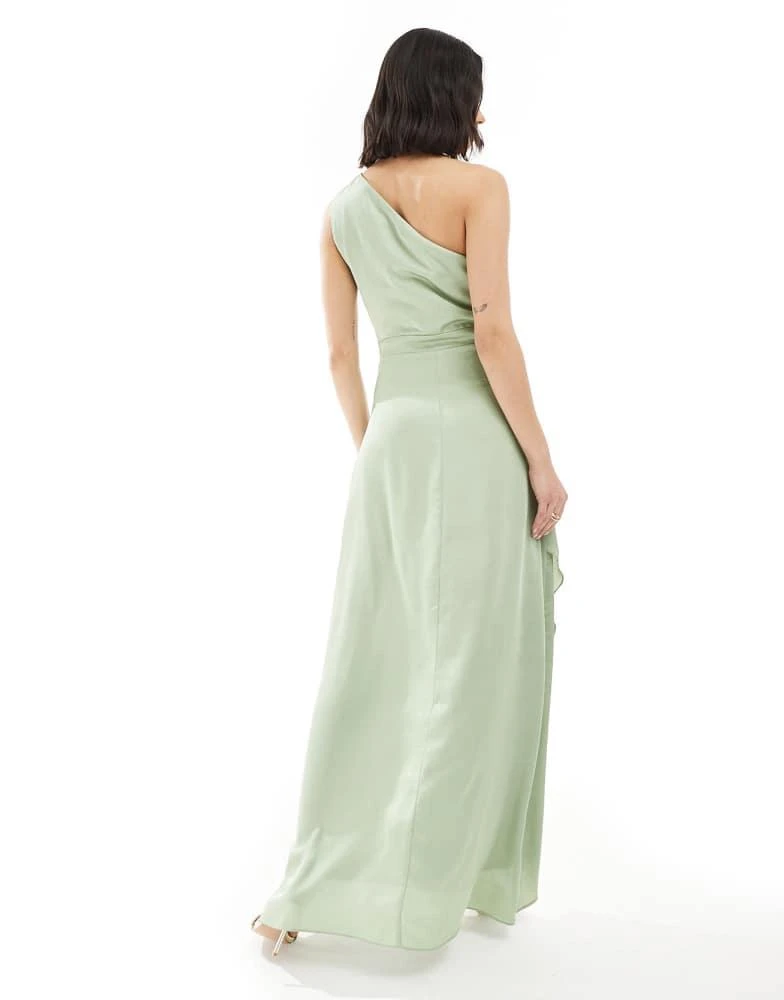 TFNC Bridesmaid one shoulder satin maxi dress with wrap skirt in sage green   On Sale Now with Up to 57% Off | Discover Exclusive Deals & Savings at  BeyondStyle  Authentic