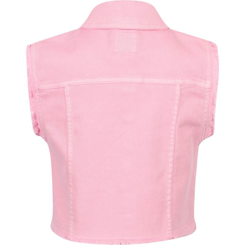 Mayoral Appliqued butterflies denim vest in pink