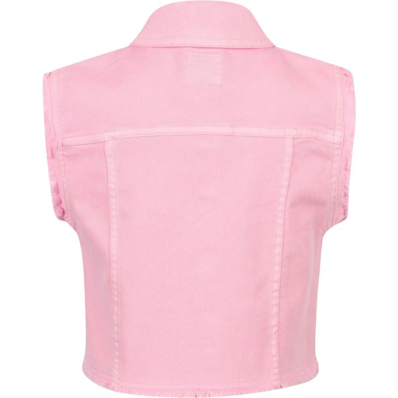 Mayoral Appliqued butterflies denim vest in pink 2