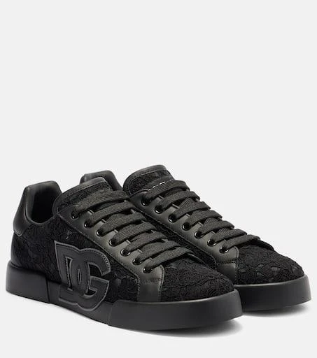 Dolce 
Gabbana Portofino lace-trimmed leather sneakers 1