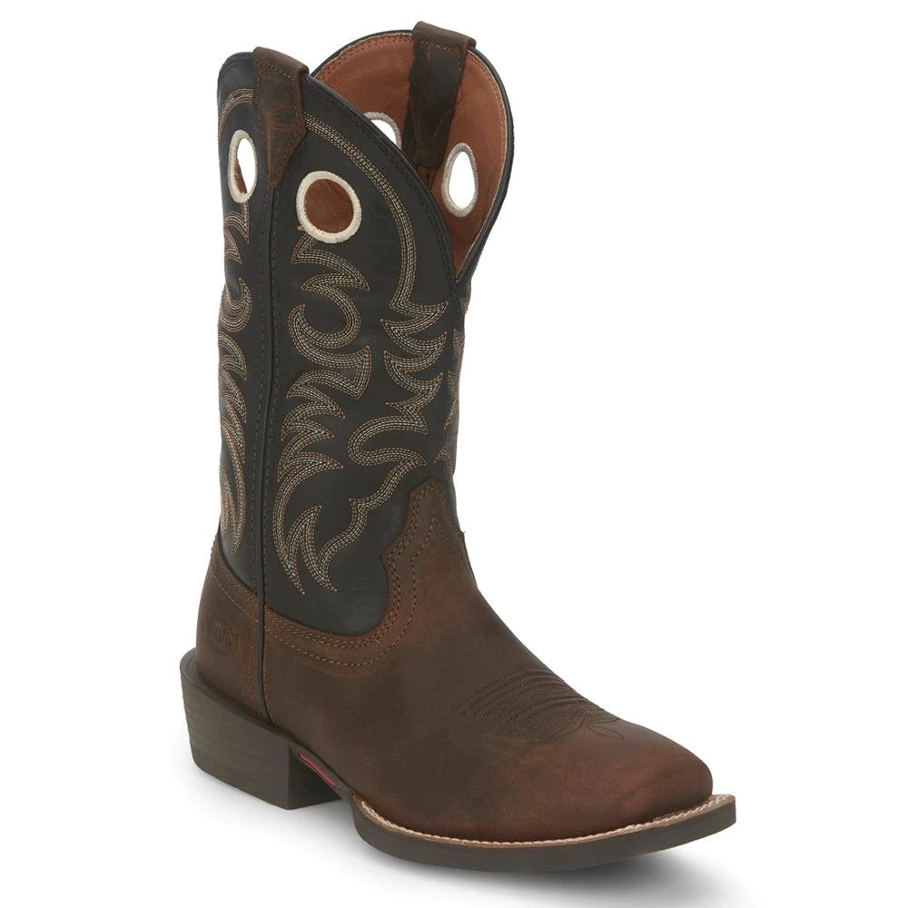 Justin Boots Stampede 12 inch Embroidered Square Toe Cowboy Boots 2