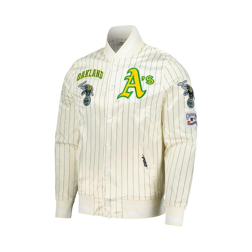 Pro Standard Men's Cream Oakland Athletics Cooperstown Collection Pinstripe Retro Classic Satin Full-Snap Jacket