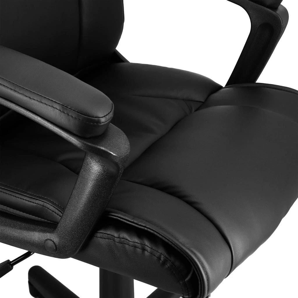 Elama Mid Back Rolling Adjustable  Faux Leather Office Chair in Black 5