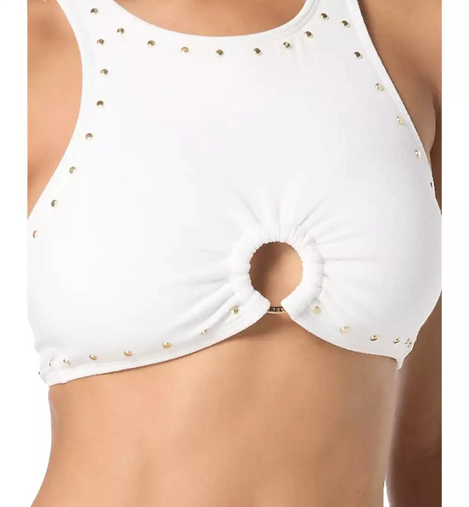 Michael Kors Women's Crepe Front-Ring Studded Bikini Top 3