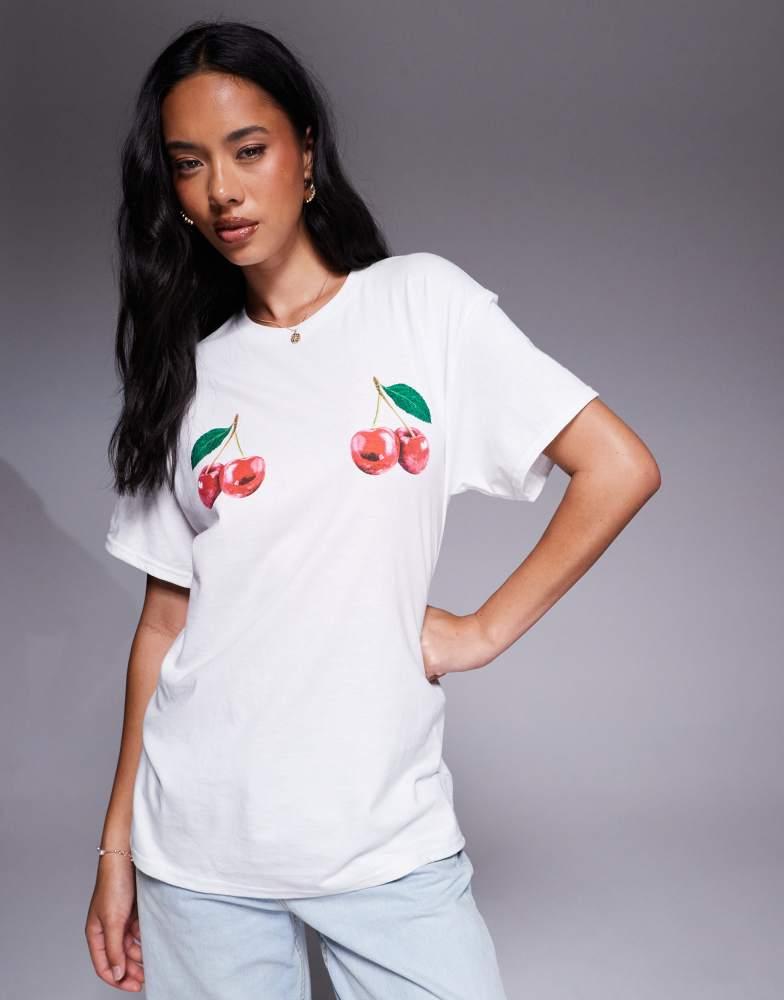 River Island River Island double cherry t-shirt in white