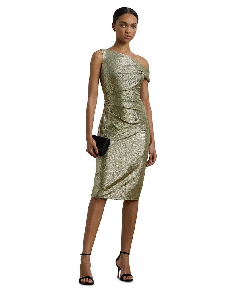 Ralph Lauren Metallic One Shoulder Cocktail Dress 1