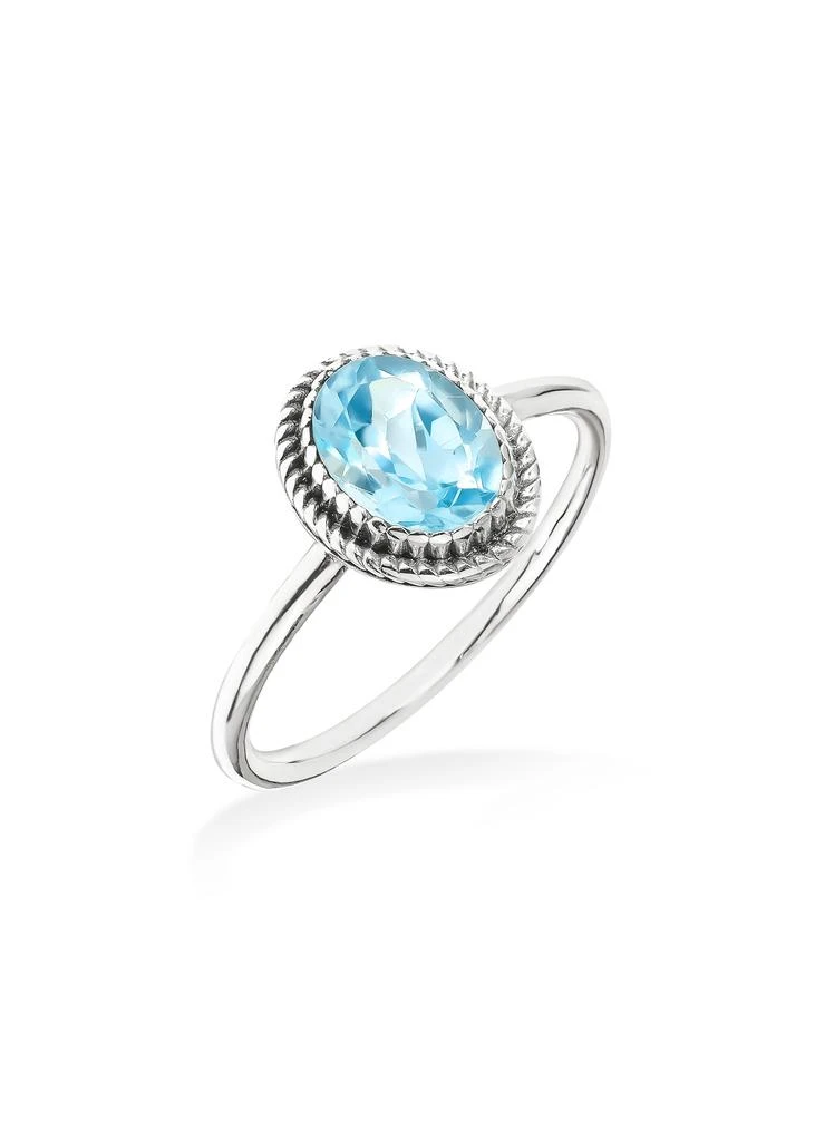 Tiramisu 925 Sterling Silver Ocean Halo Blue Topaz Gemstone Ring 3