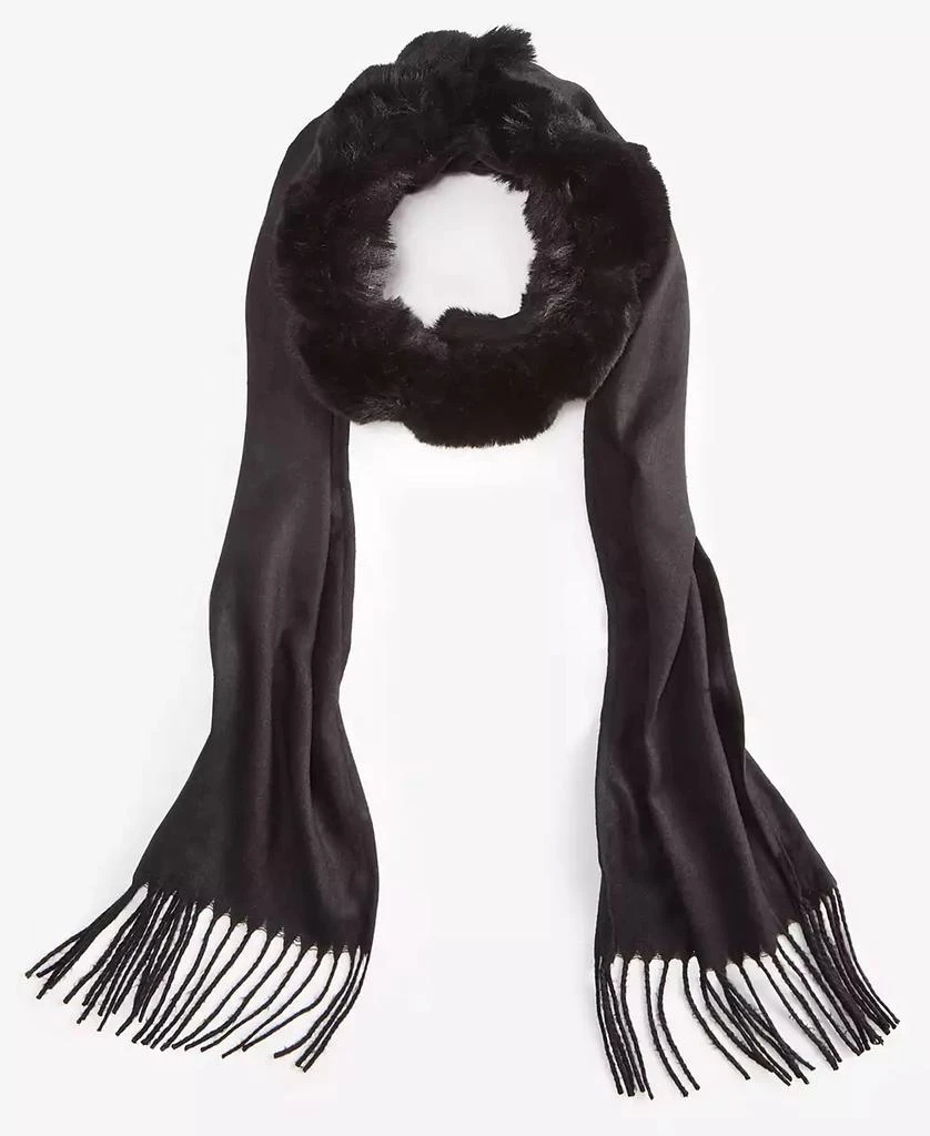 INC International Women's Faux-Fur-Trim Scarf, Created for Macy's 2