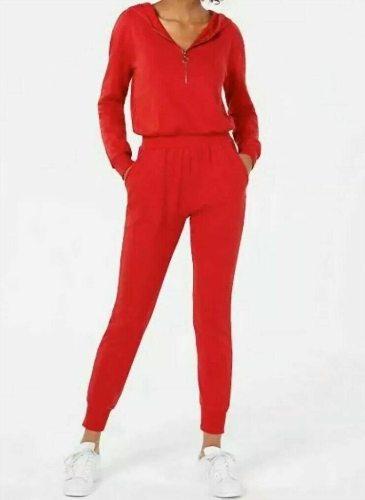 Material Girl Material Girl - Hooded Zip Front Sporty Jumpsuit