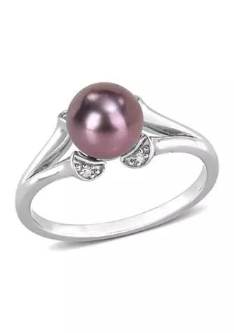Belk
Co. 7-7.5mm Black Freshwater Cultured Pearl and White Topaz Split Shank Ring in Sterling Silver