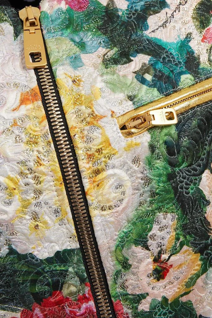 Dolce & Gabbana Metallic leather and floral-brocade bomber jacket 4