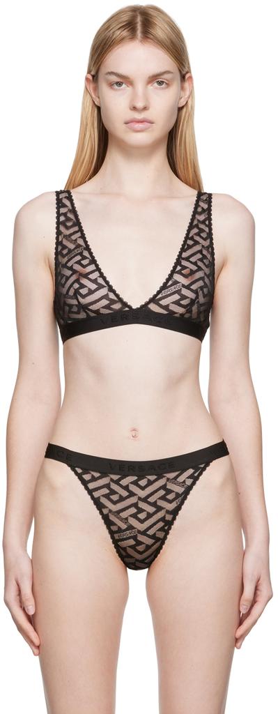 Versace Black Semi-Sheer Bra