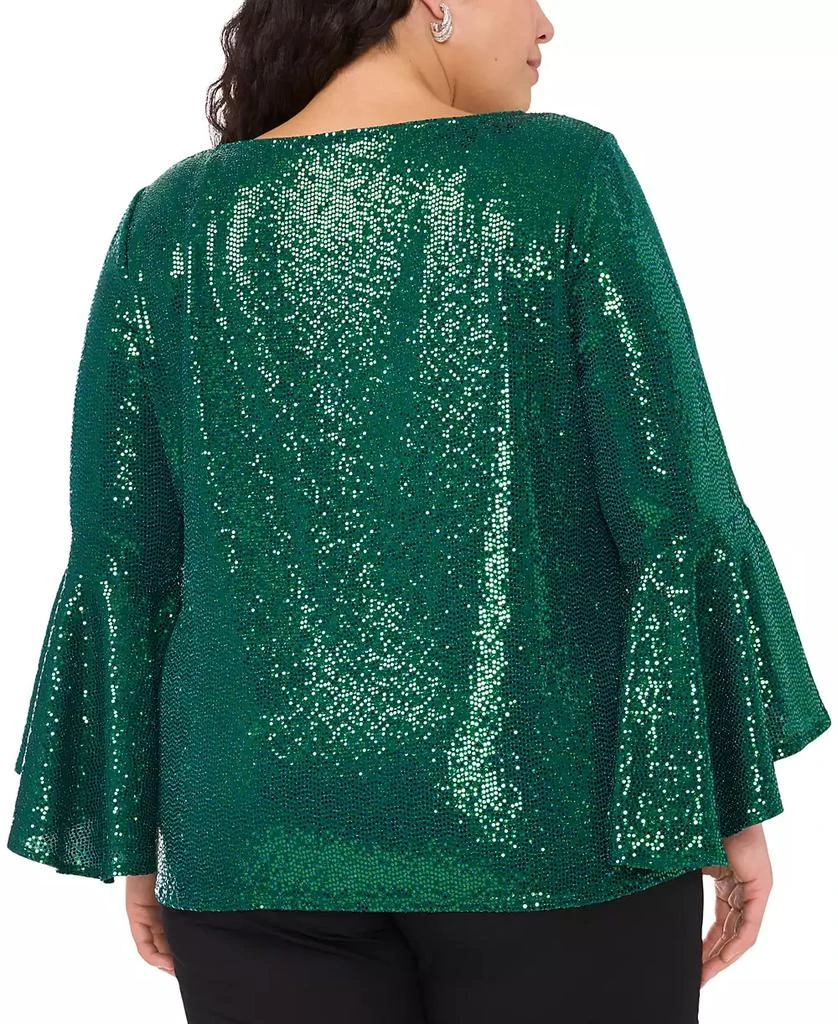 MSK Plus Size Sequinned Bell-Sleeve Boat-Neck Top 2