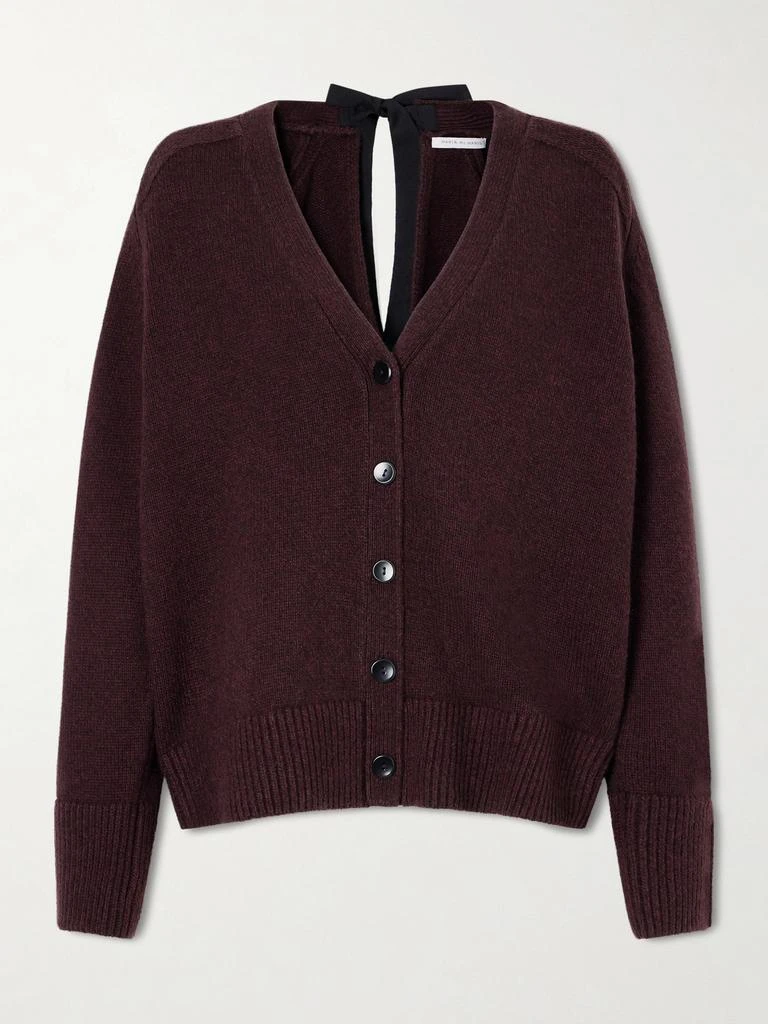 Maria McManus Open-back Bow-detailed Cashmere And Cotton-blend Cardigan - Plum