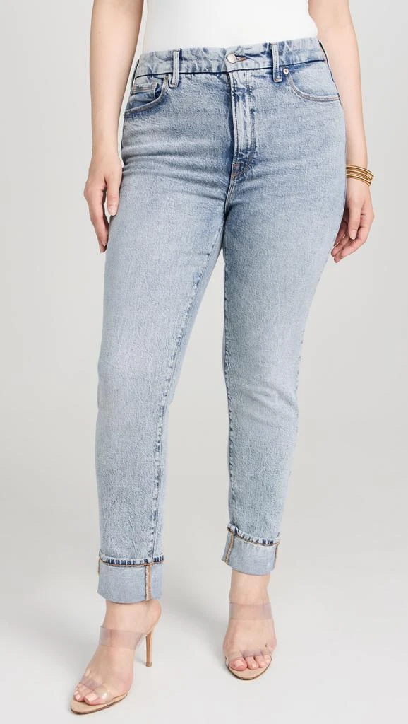 Good American Good Classic Cuffed Jeans 8