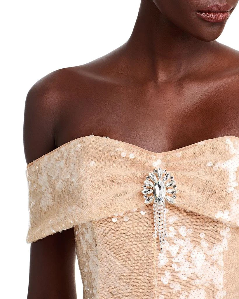 Self Portrait Gold Sequin Off-the-Shoulder Dress - Exclusive 2