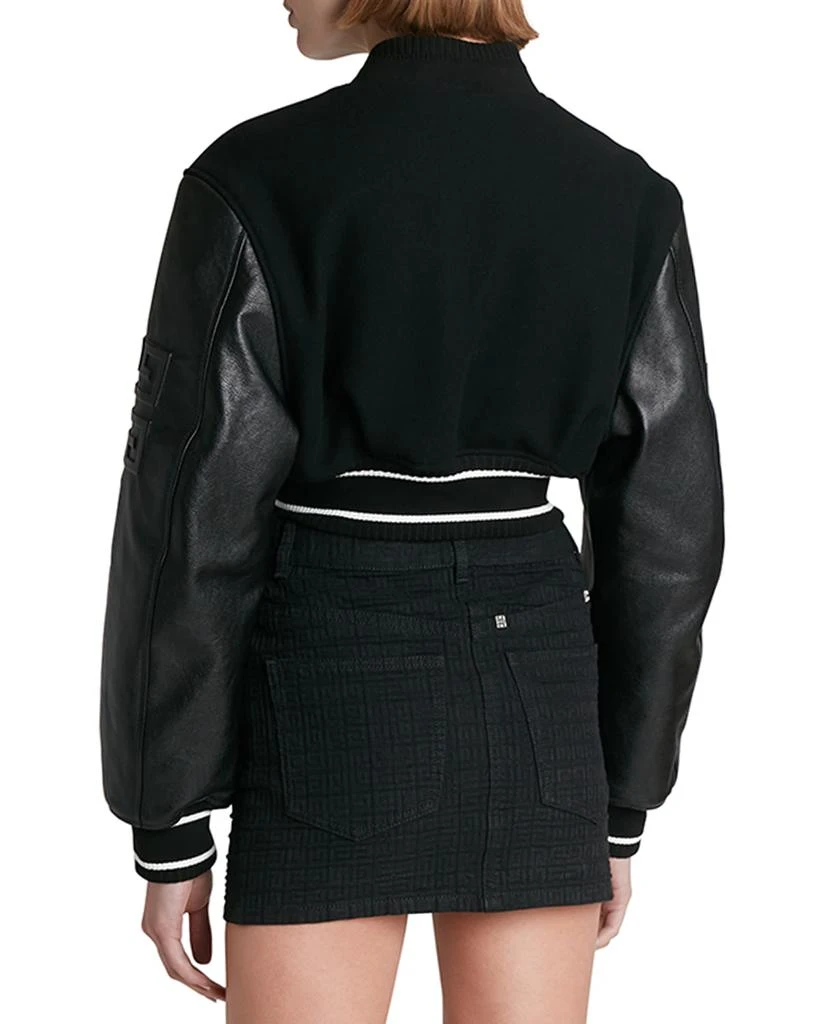 Givenchy Mixed-Media Logo-Embroidered Crop Bomber Jacket 3