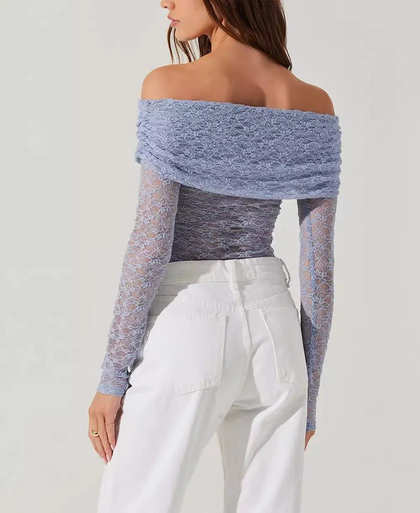 ASTR Women's Sheer Lace Diamante Off-The-Shoulder Top 2