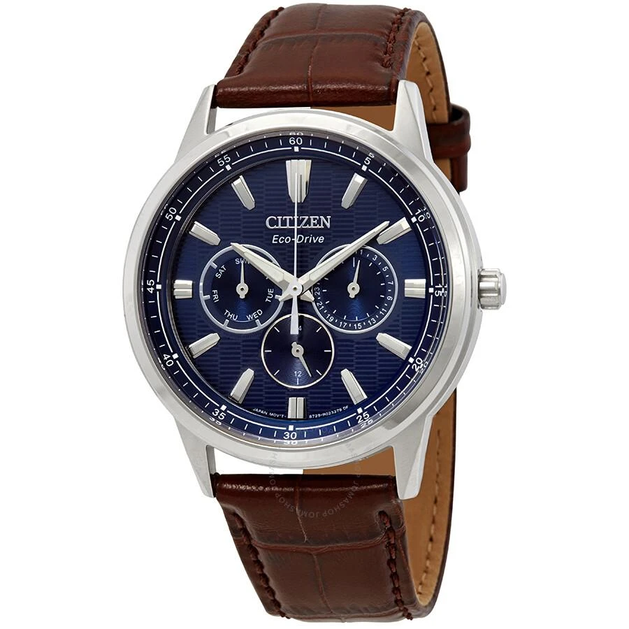 Citizen Corso Blue Dial Brown Leather Men's Watch BU2070-12L 1