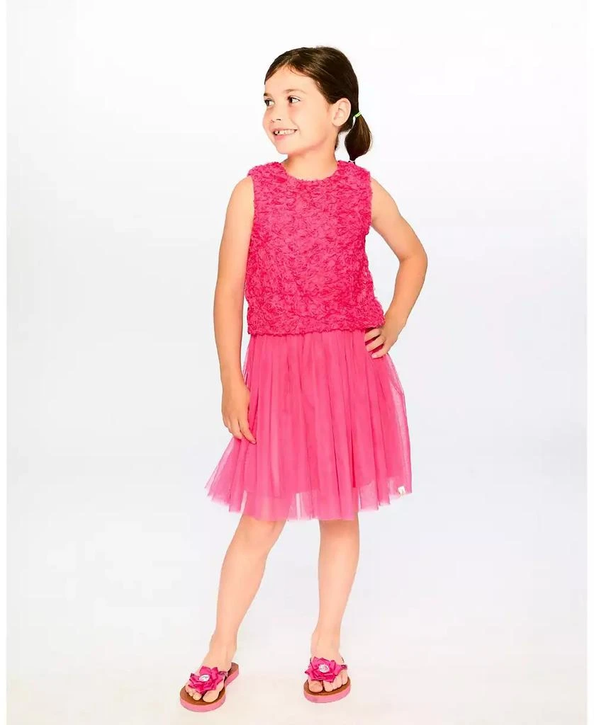 Deux par Deux Big Girls Sleeveless Textured Rosette Dress Pink 2
