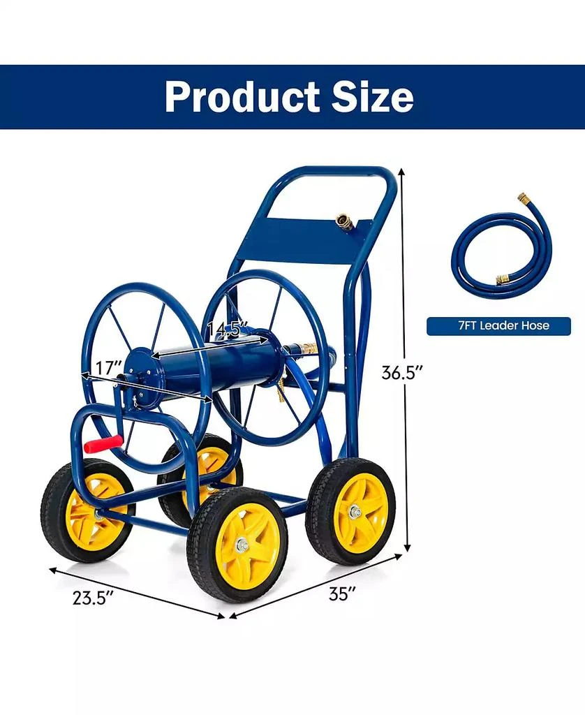 INOLAIT Garden Hose Reel Cart Holds 330ft of 3/4 Inch or 5/8 Inch Hose 3