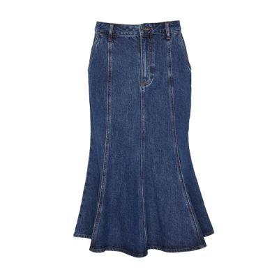 Self Portrait Flared denim midi skirt - Dresses & Skirts
