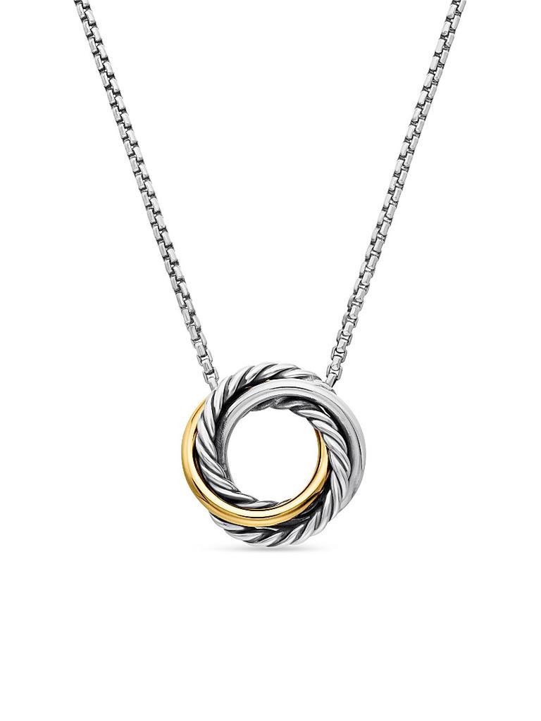 David Yurman Crossover Pendant Necklace in Sterling Silver with 18K Yellow Gold, 14.5mm