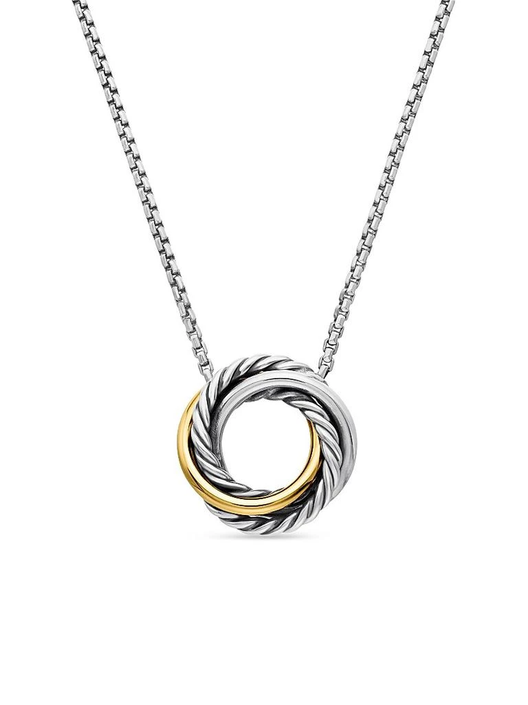David Yurman Crossover Pendant Necklace in Sterling Silver with 18K Yellow Gold, 14.5mm 1