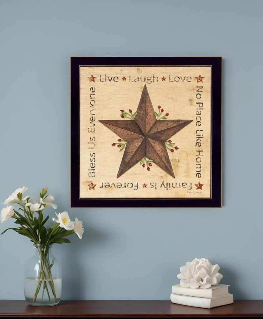 Hivvago Live Laugh Love Barn Star Black Framed Print Wall Art