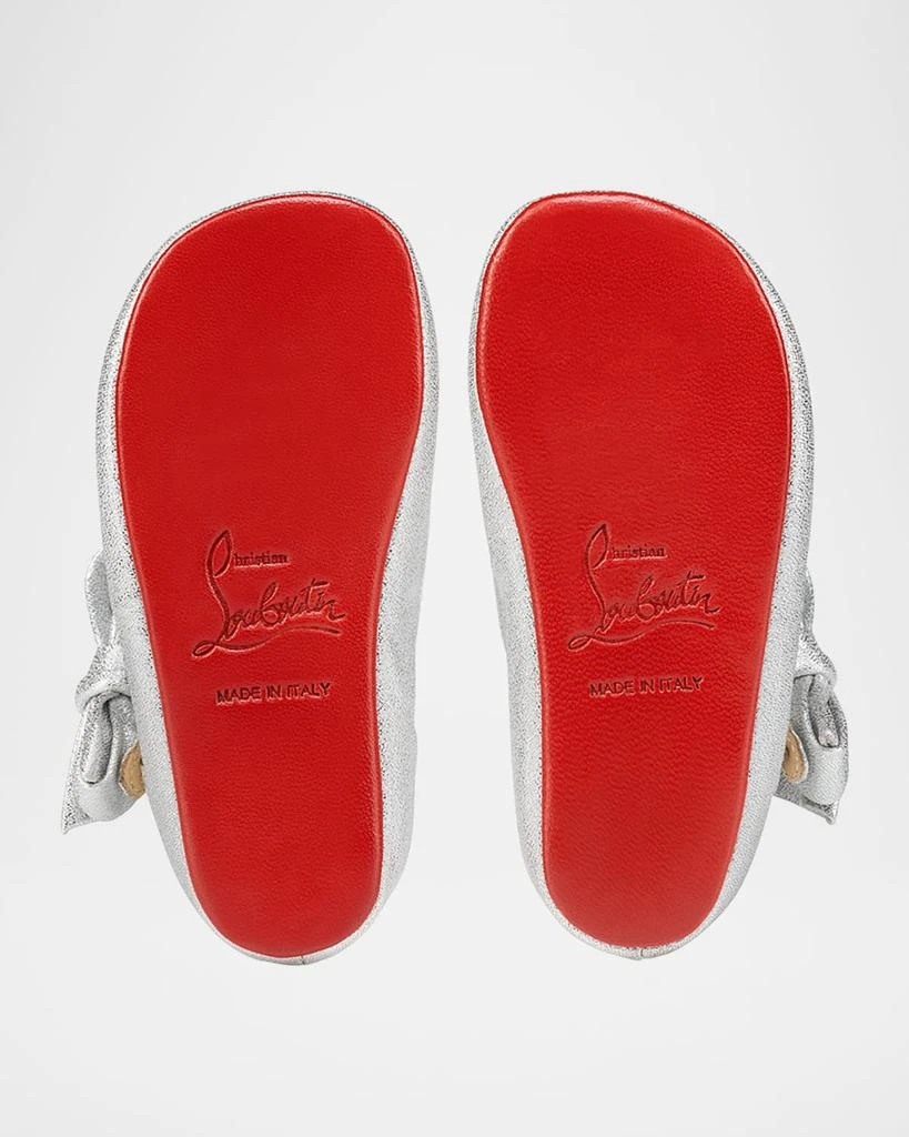 Christian Louboutin Girl
s Lou Babe Shimmer Bow Ballerina Shoes, Baby 5