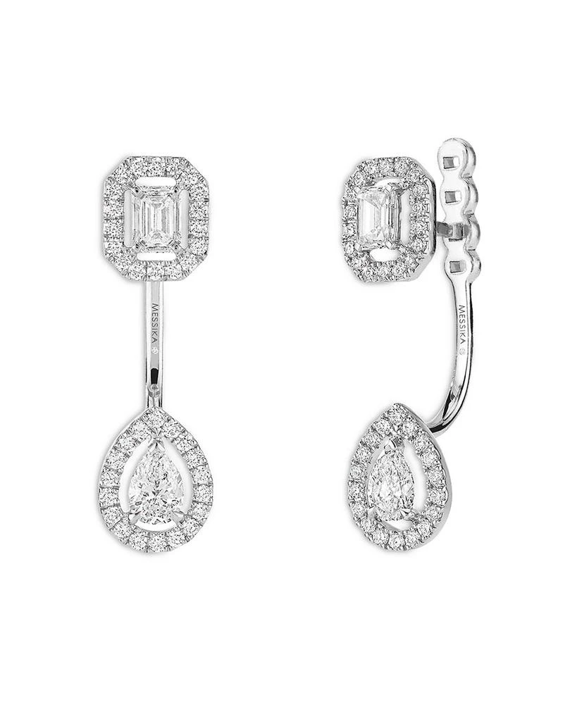 Messika 18K White Gold My Twin Diamond Pear
Emerald Cut Toi
Mois Halo Adjustable Front to Back Drop Earrings 1