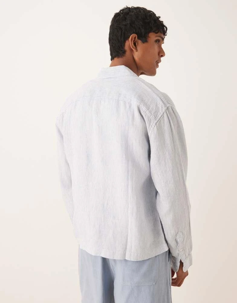 Abercrombie & Fitch Abercrombie & Fitch long sleeve linen shirt in blue stripe 3