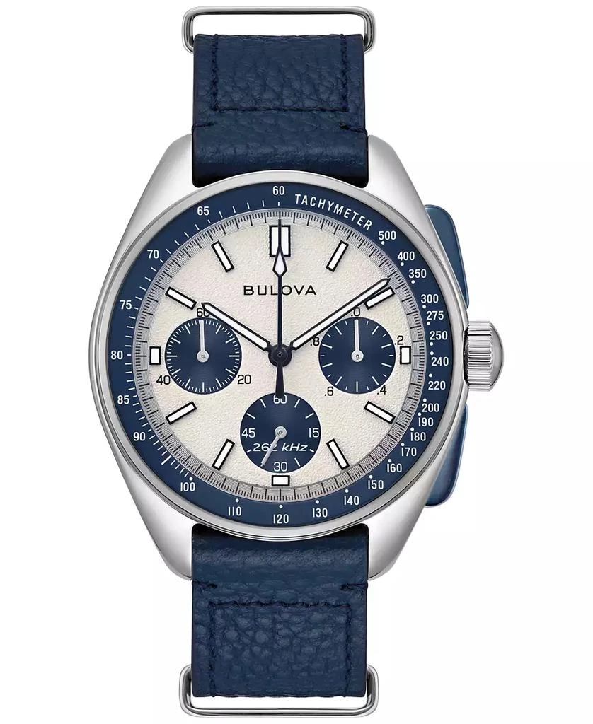 Bulova Men's Chronograph Archive Lunar Pilot Stainless Steel Bracelet Watch Box Set 44mm 7